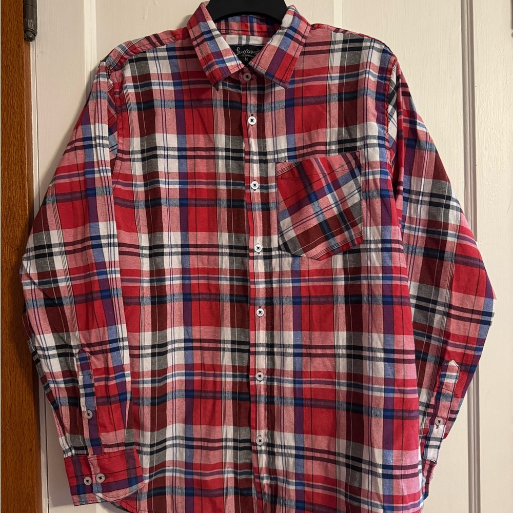 Fourcast Men's Red and Blue Checkered Shirt